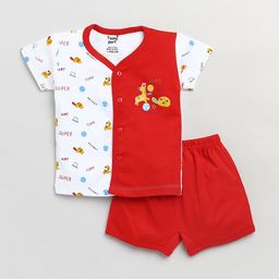 Toonyport Kids Red & White Printed Cotton clothing set-image-5