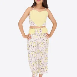 CUTECUMBER Girls Printed Shoulder Straps Top with Palazzos Clothing Set-image-89