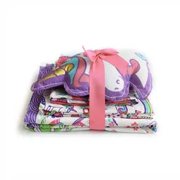 Silverlinen Kids Pink Unicorn Printed 4 Pcs Single Superfine Pure Cotton  Bedding Set-image-48