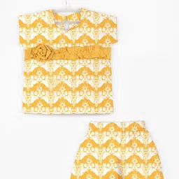 STORY TAILOR Girls Yellow Printed Top with Shorts-image-63