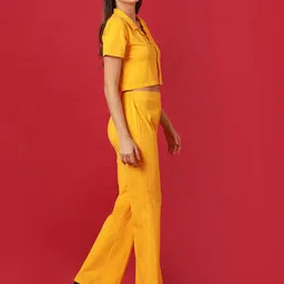 Campus Sutra Women Yellow Crop Top & Trousers-image-62