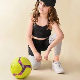 LilPicks Girls Crop Top With Colourblocked Leggings Set-image-46