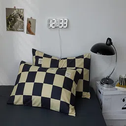 JC HOME Black & Cream Checked Bedding Set image 5