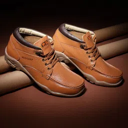 Red Chief Men Tan Textured Leather Trekking Shoes-image-59