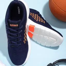 Koburg Men Navy Blue Mesh Running Non-Marking Shoes-43