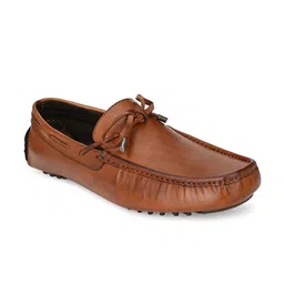 San Frissco Men Tan Textured Driving Shoes-image-24