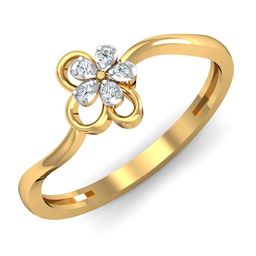 KUBERBOX Sindu 18KT Gold Diamond Studded Floral Ring -2.62 g-image-69