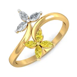 KUBERBOX Marquise Floral 18KT Gold Topaz Ring-2.48gm-picture-23
