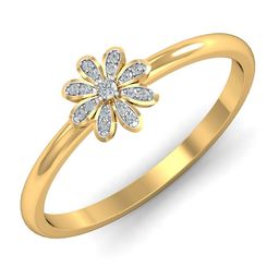 KUBERBOX La Floraison 18KT Gold Diamond Studded Finger Ring- 1.8gm-image-50