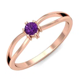 KUBERBOX Khari Split Shank 18KT Rose Gold Amethyst Ring-1.72gm-image-37