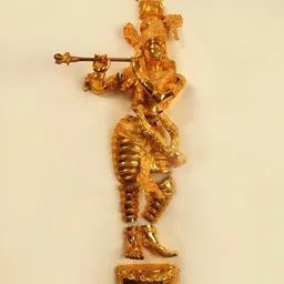 Exotic India Lord Krishna Playing Flute Wall Hanging Statue-image-29