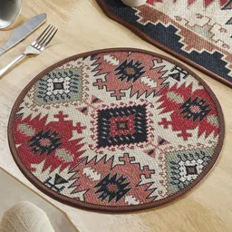 Mona B Maroon & Blue 2-Pieces Printed Table Placemats-17