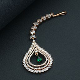 Jazz and Sizzle Gold-Plated White & Green AD-Studded Handcrafted Maang Tikka-52