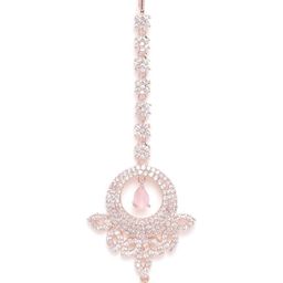 JEWELS GEHNA Women Rose Gold Plated Handcrafted Maang Tikka-image-29