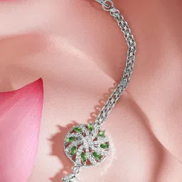 Rubans Rhodium-Plated Artificial Stones Studded Maang Tikka Head Jewellery-picture-37