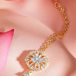 Rubans Gold-Plated Artificial Stones Studded Maang Tikka Head Jewellery-45