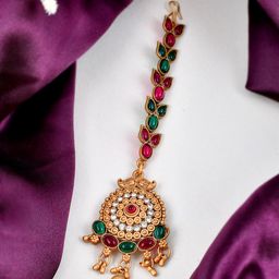 Silvermerc Designs Gold-Plated  Stone-Studded Maang Tikka-image-5