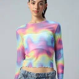 Bewakoof AIR Tie and Dye Semi Sheer Slim Fit Top-picture-54