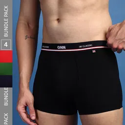 ONN Men Pack Of 4 Assorted Pure Cotton Anti Odour Trunks- ONN_UK_44_ASST_4PC-24