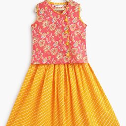 Campana Girls Floral Printed Ready to Wear Cotton Lehenga & Blouse-image-25