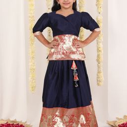JBN Creation  Girls Ethnic Motifs Woven Design Ready To Wear Lehenga-19