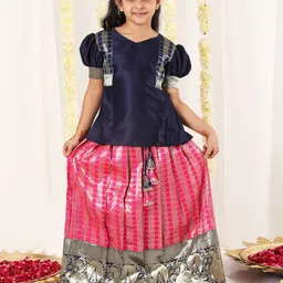 JBN Creation Girls Ethnic Motifs Woven Design Ready To Wear Lehenga-picture-28