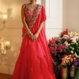 NEHHA NHATA Embroidered Made to Measure Lehenga & Blouse With Sash Style Dupatta-picture-50