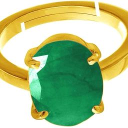 5.25 Carat Original CREATED Certified Emerald Adjustable Ring Metal Emerald Gold Plated Ring-image-92