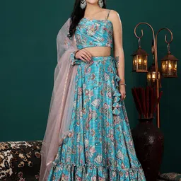 Ethnovog Floral Printed Ready to Wear Lehenga & Blouse With Dupatta-picture-17