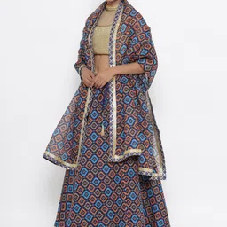 Kesarya Embellished Khari Print Ready to Wear Lehenga & Unstitched Blouse With Dupatta-picture-36