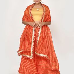 Silvermerc Designs Leheriya Printed Ready to Wear Lehenga & Unstitched Blouse With Dupatta-picture-11