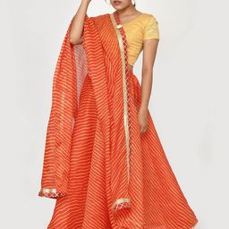 Silvermerc Designs Leheriya Printed Ready to Wear Lehenga & Unstitched Blouse With Dupatta image 3