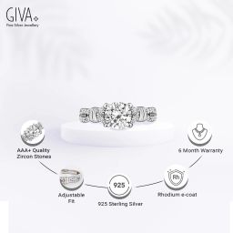 Adjustable Sterling Silver Cubic Zirconia Rhodium Plated Ring-image-68