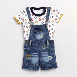 BAESD Infants Printed Cotton Denim Dungaree T-Shirt-46