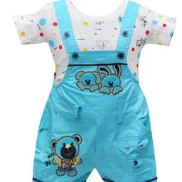 BAESD Kids Graphic Embroidered Dungaree With T-Shirt-image-44