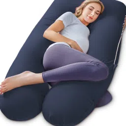 "Enjoy full-body comfort and support for a more peaceful pregnancy journey." Microfibre Solid Pregnancy Pillow Pack of 1-image-19