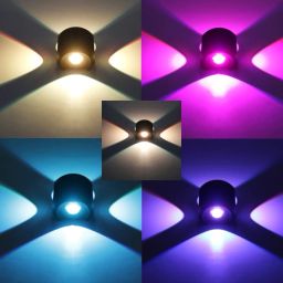 12W 4 Way RGB Auto Color Changing 7 Colors Outdoor Waterproof Exterior Wall Light Fixture Lamp (Up-Down-Left-Right) Gate Light Outdoor Lamp-image-61