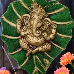 Lord Ganesha on Paan Leaf for Home temple office Decorative Showpiece - 18 cm-image-60