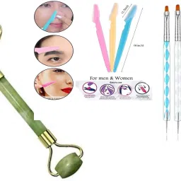 combo of nail and face kit facial roller, nail brush set ( set of 3 items)-43