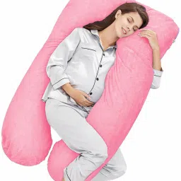 ultra soft u shape Microfibre, Polyester Fibre Solid Pregnancy Pillow Pack of 1-image-44