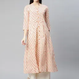 IRIDAA JAIPUR Orange Printed A-Line Kurta-picture-12