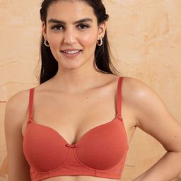 Nykd Breathe Cotton Padded Wireless T-Shirt Bra 3/4th Coverage - Carrot Carrot (NYB198)-image-97