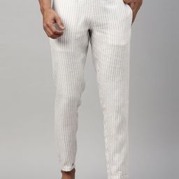 Men Beige & White Striped Eco-Friendly Hemp Lounge Pants-image-92
