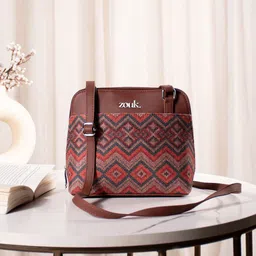 ZOUK Geometric Printed Structured Sling Bag-5