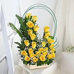 Yellow Roses Basket Arrangement-image-66
