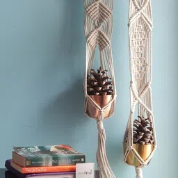 ecofynd Off-White 2 Pieces Macrame Plant Hangers Without Pot-56