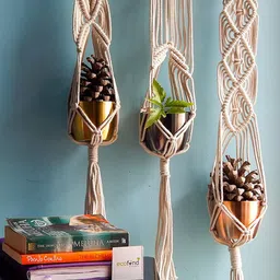 ecofynd Off-White 3 Pieces Macrame Plant Hangers-26