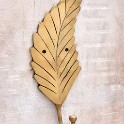 IndianShelf Gold Toned Brass Leaf Wall Hooks-image-68
