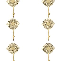IndianShelf Gold-Toned 6 Pieces Floral Brass Wall Hooks-image-95