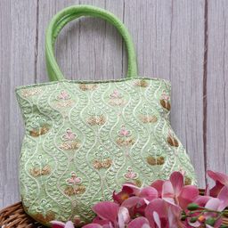 Kuber Industries Floral Embroidered Structured Handheld Bag-13
